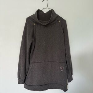 Latched Mama Charcoal Cowl Neck Harbor Snap Maternity Breastfeeding Sweatshirt